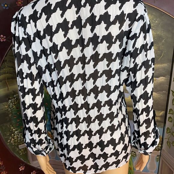 NY COLLECTION Black and White Blouse Tunic Small - Picture 4 of 4
